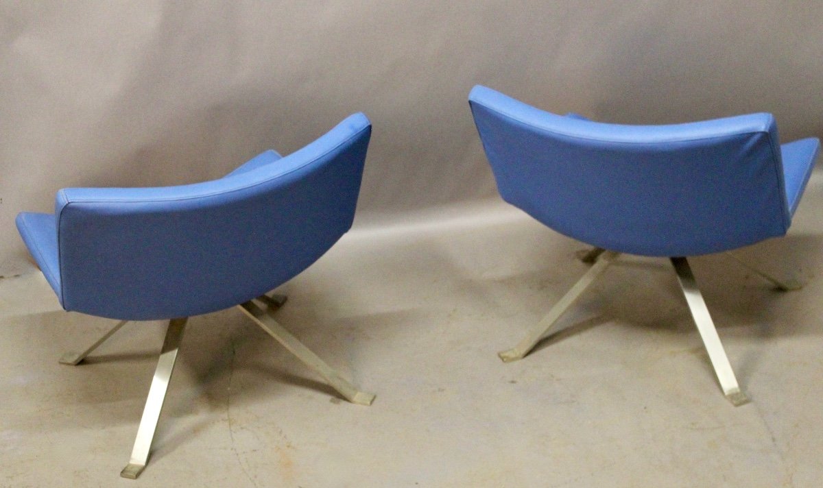 Pair Of Kesterport Skai Blue Designer Armchairs -photo-4