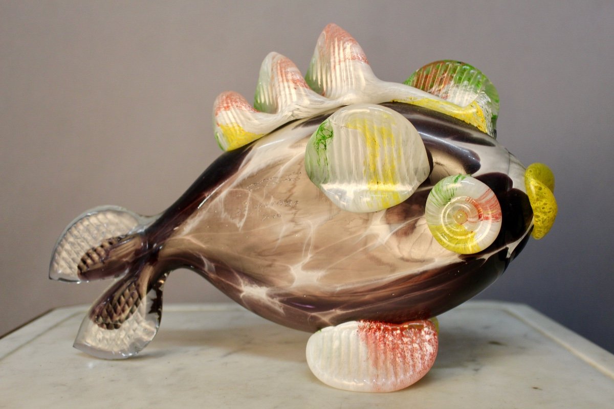 Poisson En Verre Soufflé Par Jean Claude Novaro (1943-2015)-photo-5