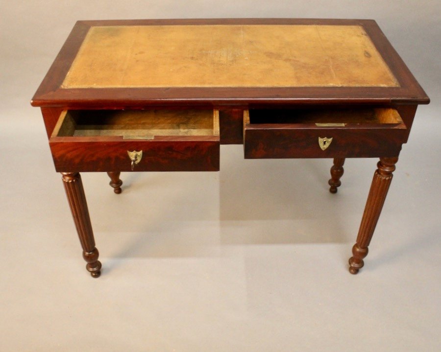 19th Century Mahogany Desk With Leather Top-photo-4