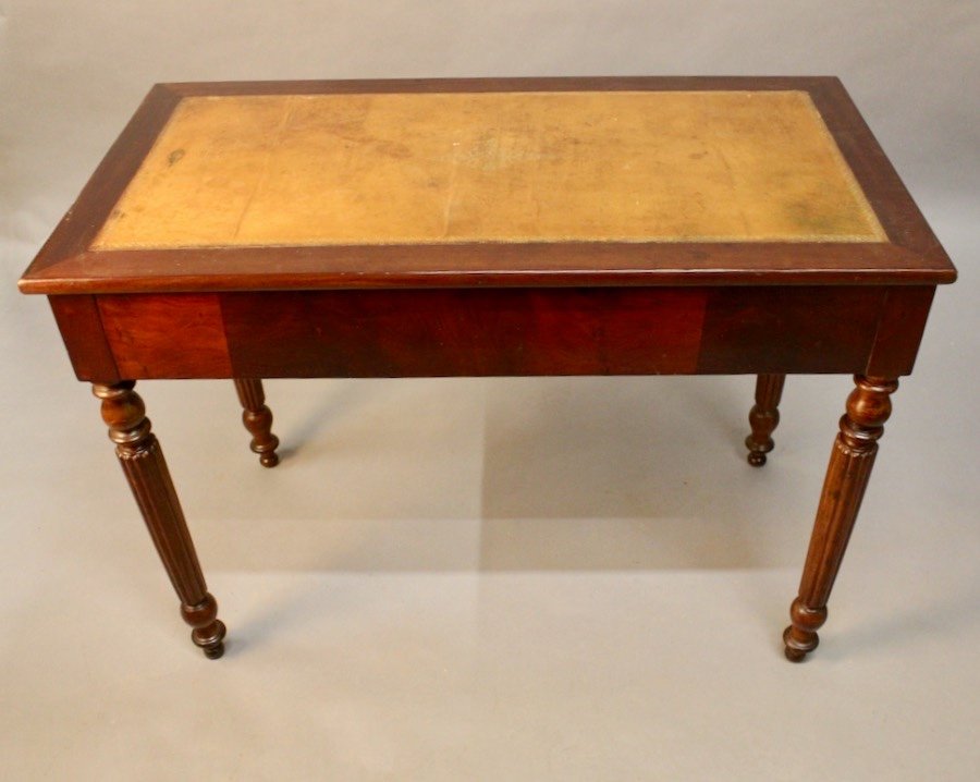 19th Century Mahogany Desk With Leather Top-photo-4