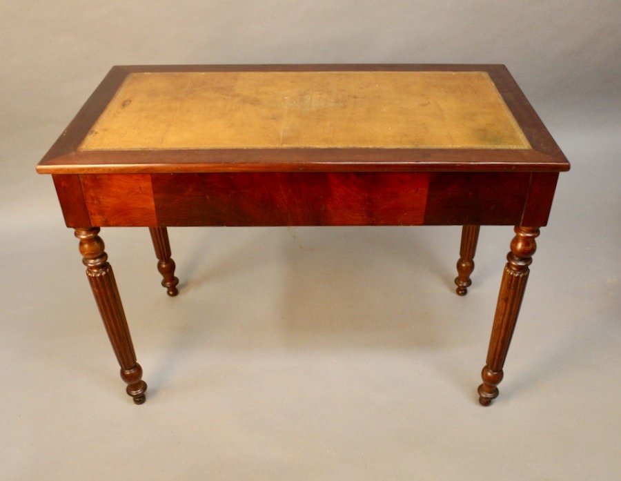 19th Century Mahogany Desk With Leather Top-photo-6