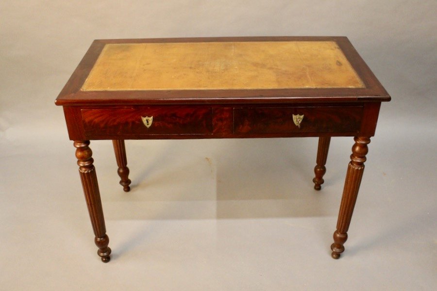 19th Century Mahogany Desk With Leather Top