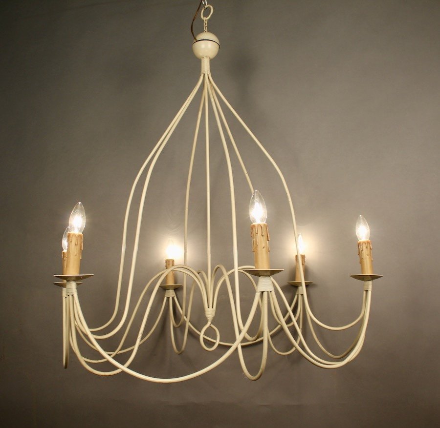 Sleek White Iron Chandelier With 6 Lights -photo-2