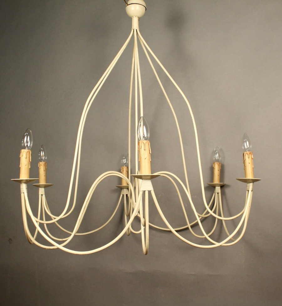 Sleek White Iron Chandelier With 6 Lights -photo-2