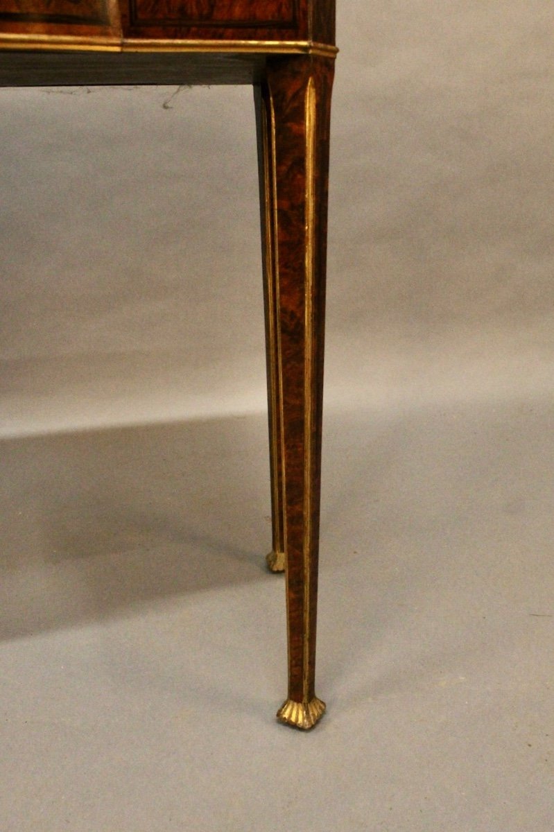 English Half Moon Console Games Table, Marquetry-photo-6