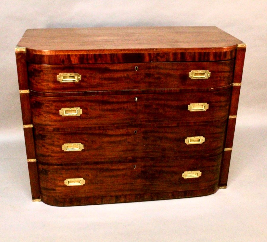 19th Century England Mahogany Two-body Marine Chest Of Drawers -photo-2