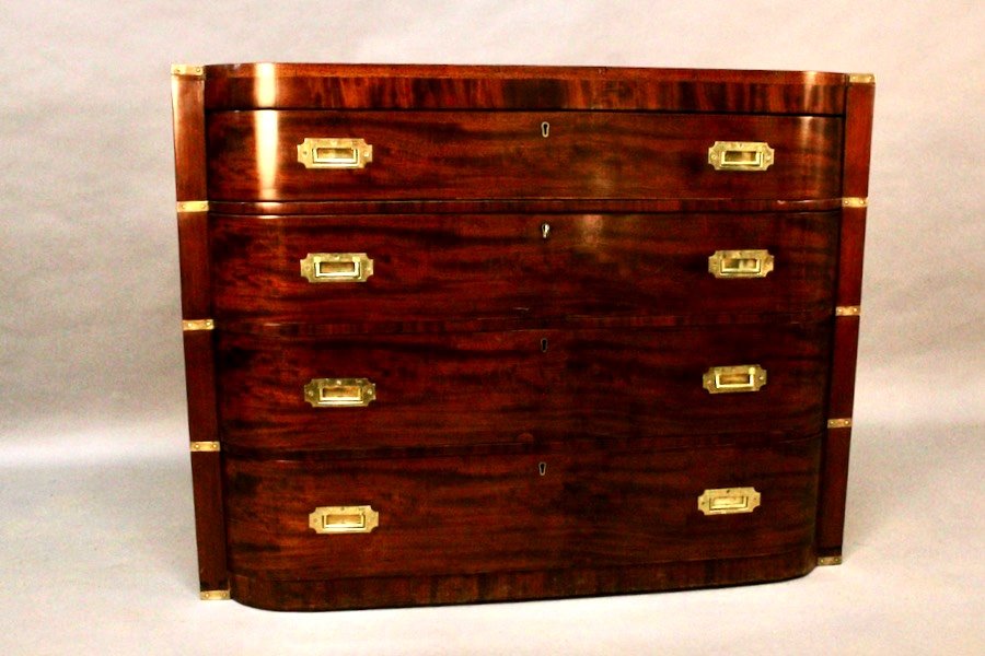 19th Century England Mahogany Two-body Marine Chest Of Drawers -photo-3