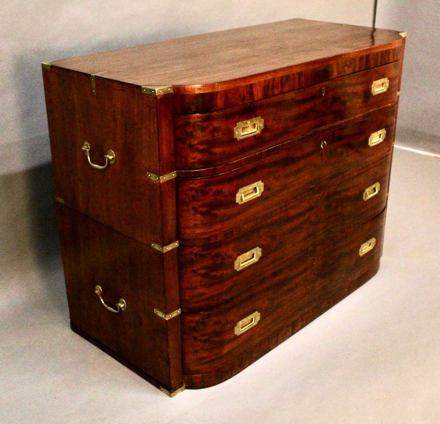 19th Century England Mahogany Two-body Marine Chest Of Drawers -photo-4