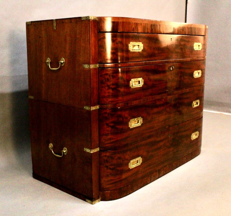 19th Century England Mahogany Two-body Marine Chest Of Drawers -photo-2