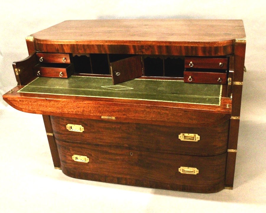 19th Century England Mahogany Two-body Marine Chest Of Drawers 