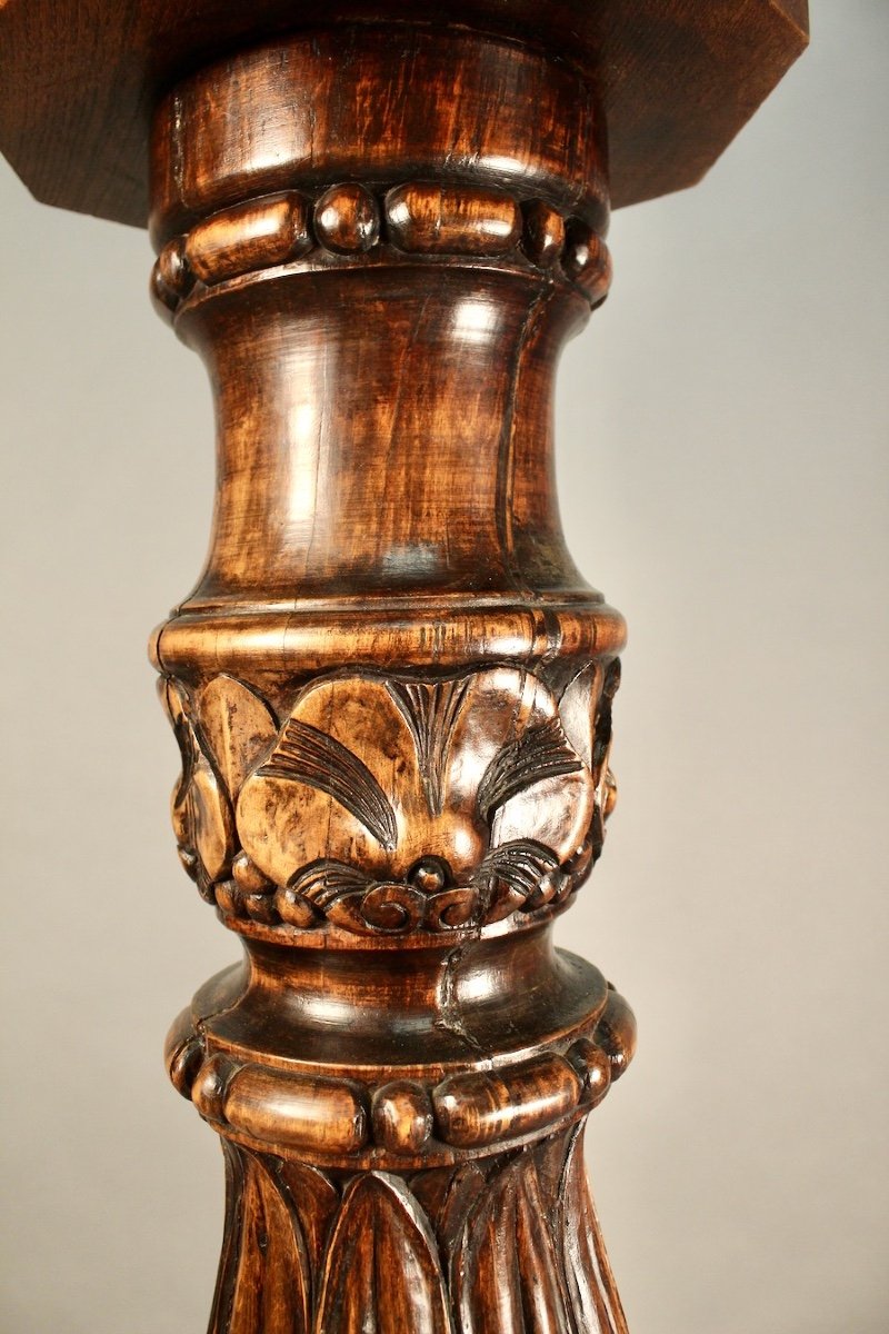 Large Decorative Column In Richly Carved Wood-photo-3