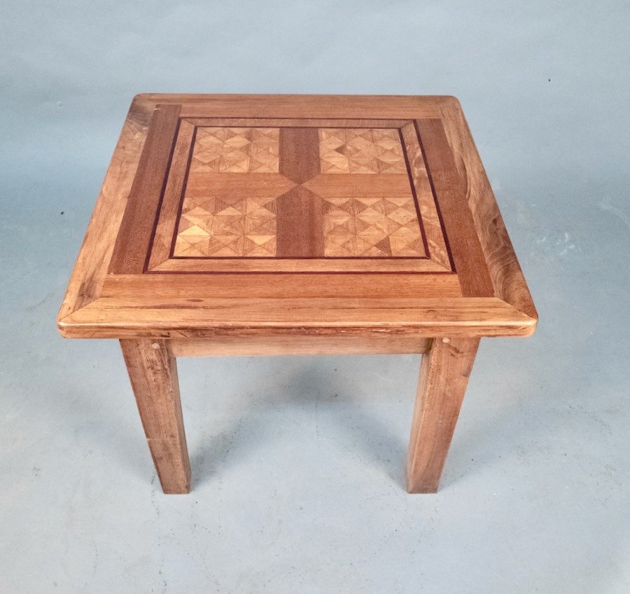 Wooden Coffee Table With Old Parquet Top-photo-2