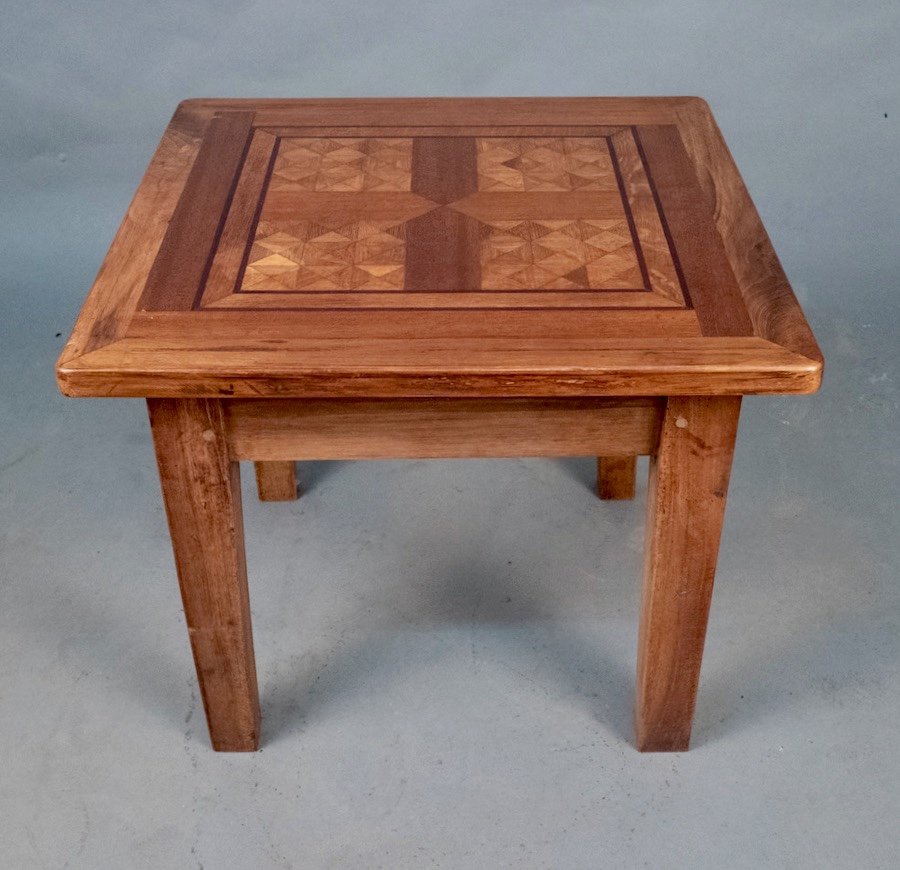 Wooden Coffee Table With Old Parquet Top-photo-3