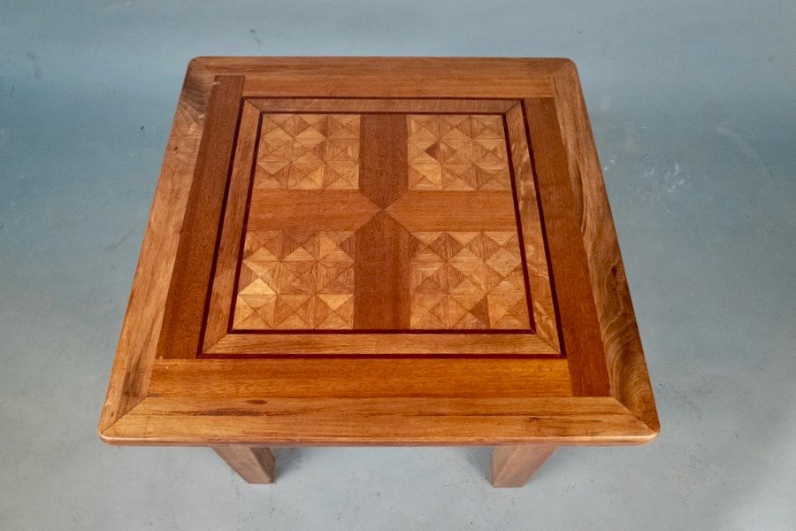 Wooden Coffee Table With Old Parquet Top-photo-4