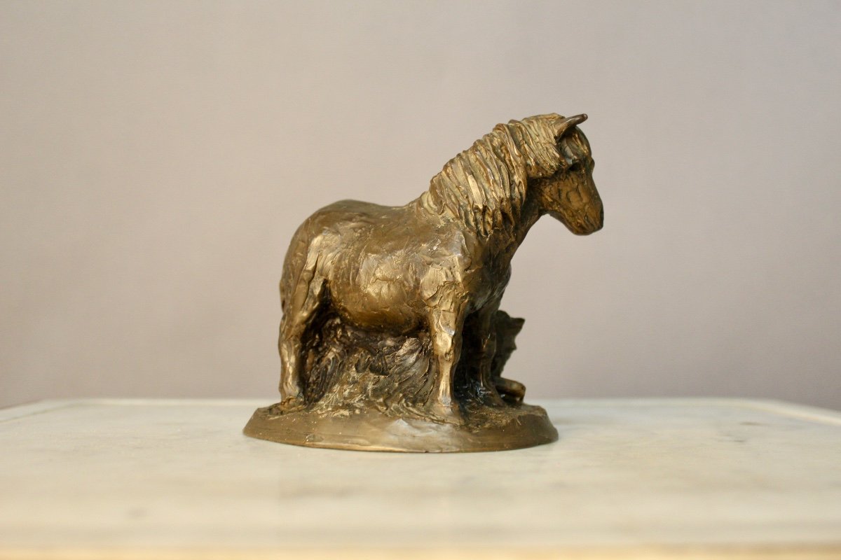 Bronze Sculpture Mare And Foal Lying-photo-2