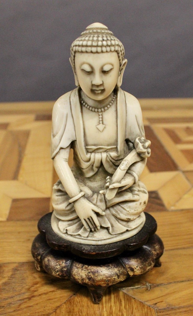 Ivory Statuette On Base Representing Buddha