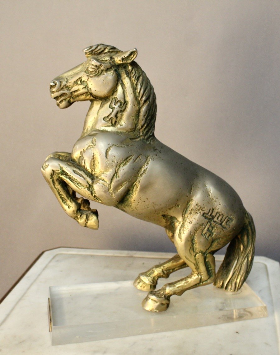 Cheval Cabré En Bronze Plein Par Jean Louis Cazieux-photo-2