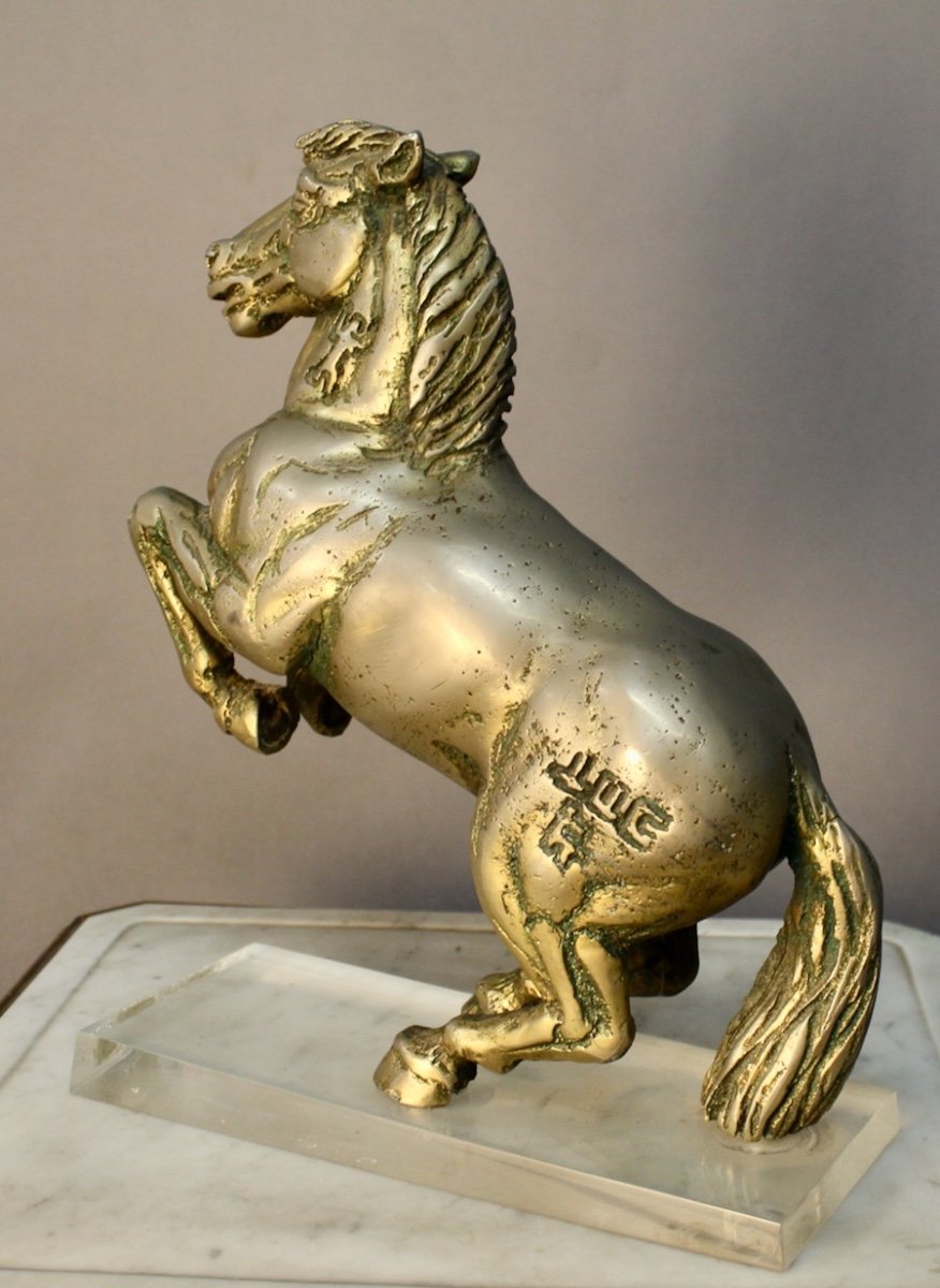 Cheval Cabré En Bronze Plein Par Jean Louis Cazieux-photo-3