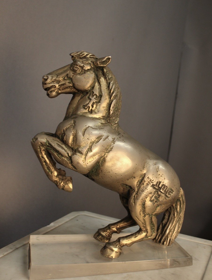 Cheval Cabré En Bronze Plein Par Jean Louis Cazieux-photo-6