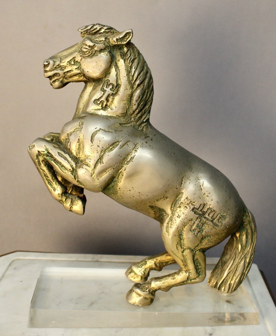 Cheval Cabré En Bronze Plein Par Jean Louis Cazieux