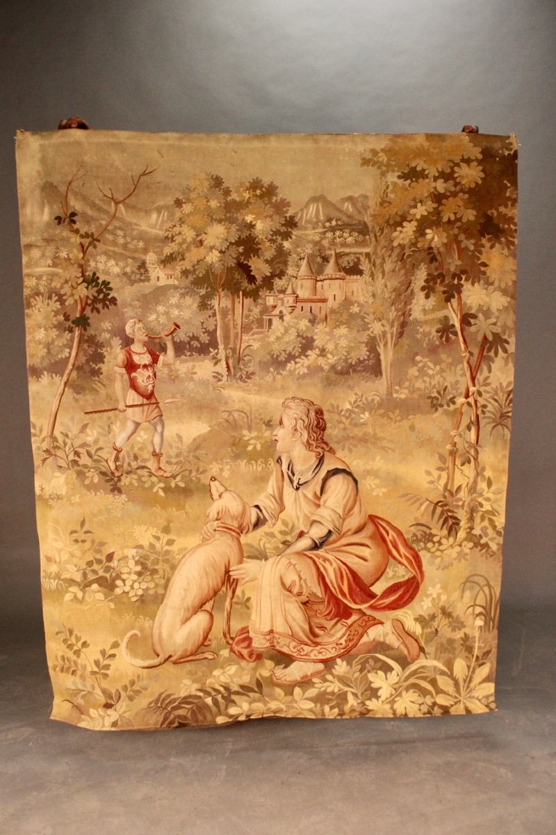 Tapisserie d'Aubusson à Décor De Scène Galante XIXe