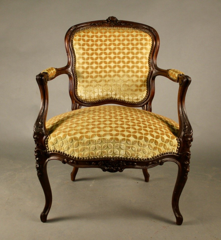Louis XV Style Cabriolet Armchair, Mid-19th Century-photo-2