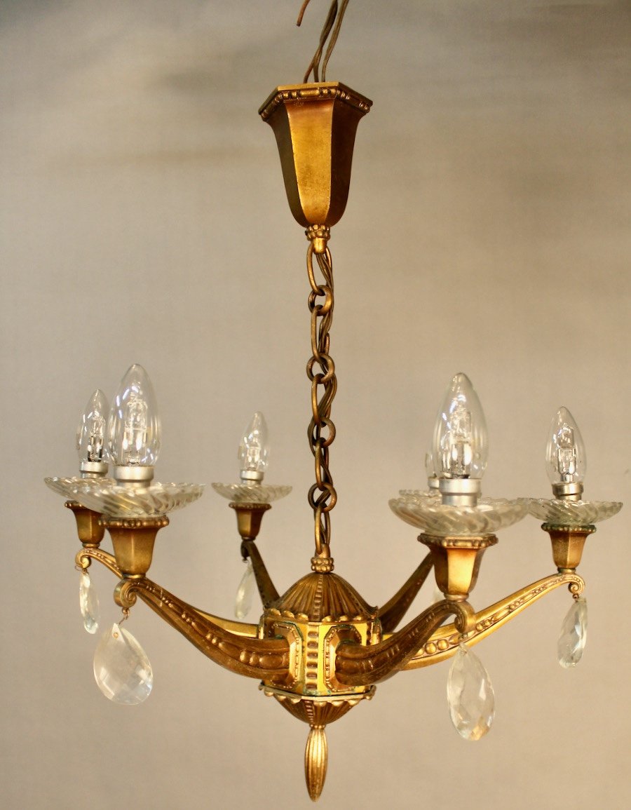 Bronze Chandelier With 6 Arms Of Light-photo-1