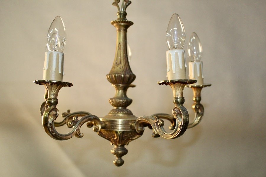 Bronze Chandelier With 5 Arms Of Light-photo-3