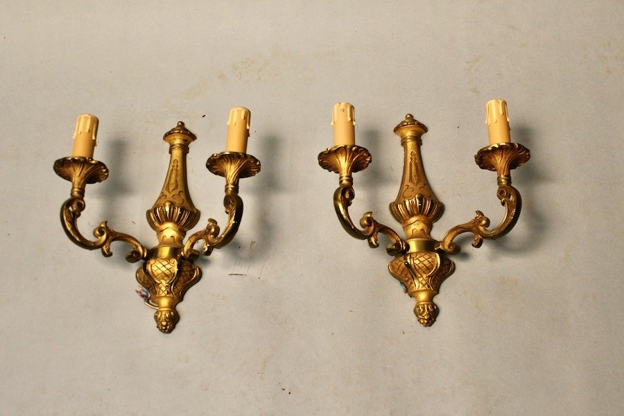 Paire d'Appliques En Bronze De Style Louis XV-photo-4