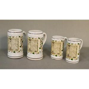 Series Of 4 Mugs With Beer Recipe H Chassagnac