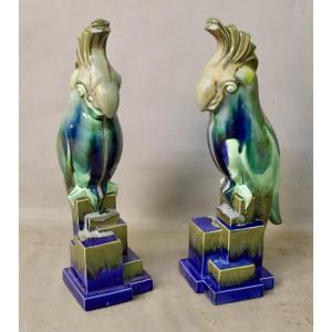 Pair Of Art Deco Cockatoos Onnaing