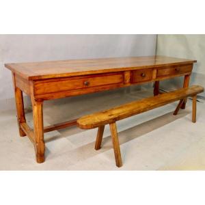 Bressane Farm Table In 19th Century Cherry And Its Bench