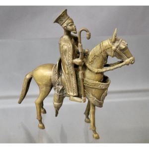 Mongolian Bronze "dignitary On Horseback"