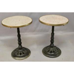 Paire De Tables De Bistrot Dessus Marbre Comblanchien 