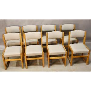 Set Of 8 Brutalist Dining Chairs, 20th Century