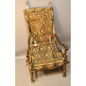 Fauteuil Louis XIII d'époque à Regarnir , Noyer 