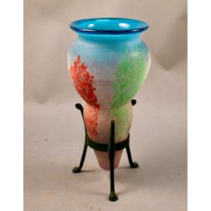 Vase Amphore En Pâte De Verre Colorée 