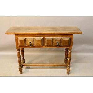 Chestnut Console With Two Drawers 