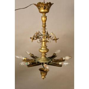 19th Century Bronze Synagogue Chandelier 