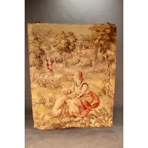 Aubusson Tapestry With Gallant Scene Decor, 19th Century