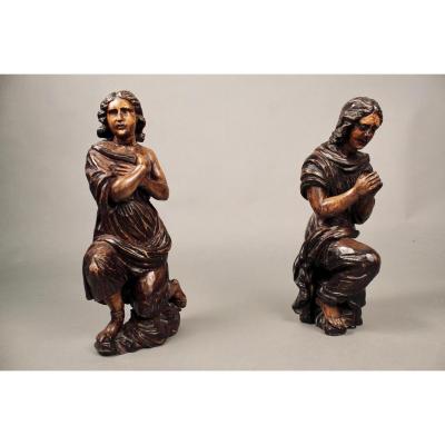 Couple Of Characters Carved Wood XVIII