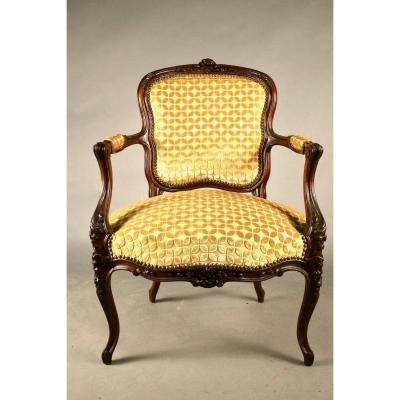 Louis XV Style Cabriolet Armchair, Mid-19th Century