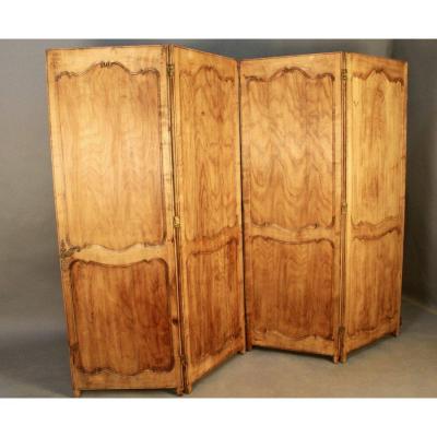 Double-sided Louis XV Style Cherry Wood 4-leaf Screen