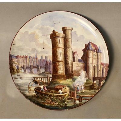 Large Earthenware Dish Creil And Montereau