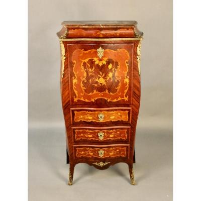 Louis XV Style Inlaid Inlaid Secretary