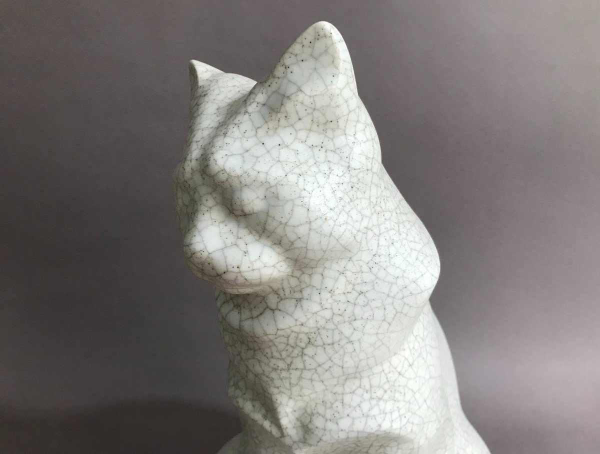 Primavera Large Cracked Cat In Art Deco Ceramic Circa 1930-photo-2