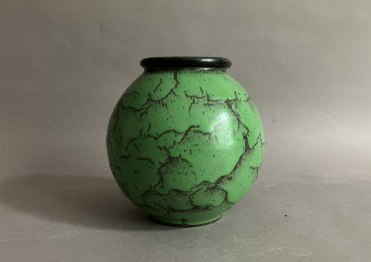 Louis Lourioux Art Deco Vase In Stoneware Circa 1930-photo-3