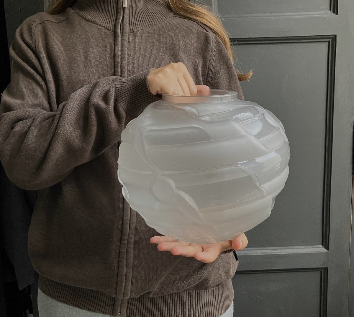 André Hunebelle vase en verre modèle Jupiter Art Déco vers 1930-photo-2