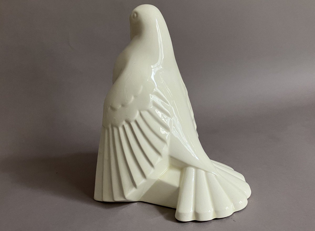 Charles Catteau Boch Frères Keramis Crackle Pigeon Art Deco Circa 1930-photo-2