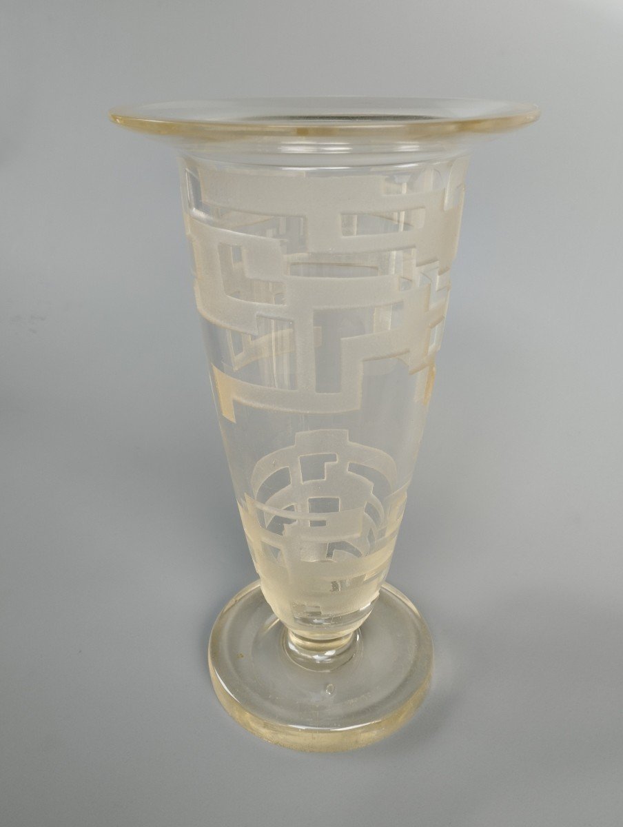 Jean Luce vase moderniste en verre Art Déco Vers 1930-photo-3